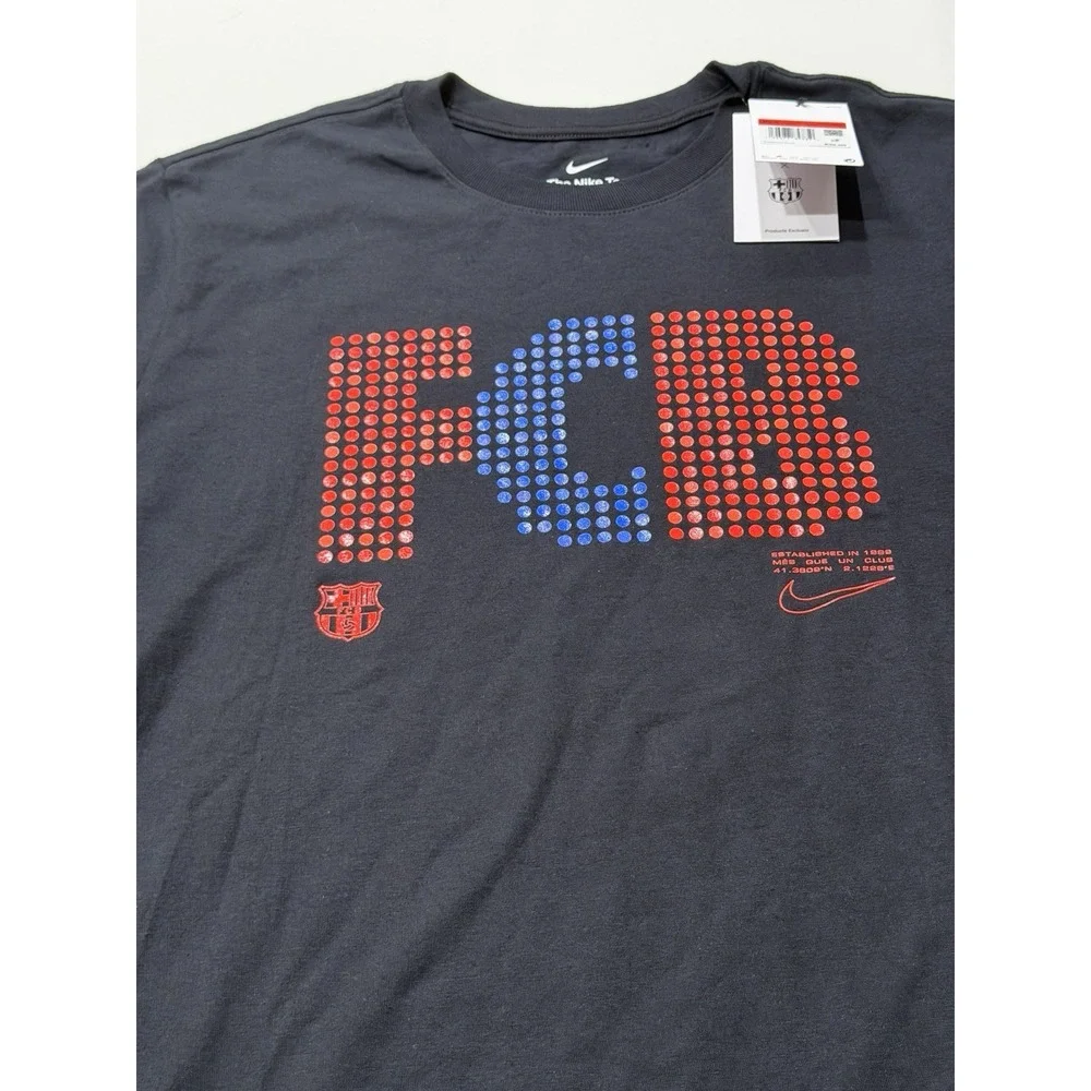 Nike FC Barcelona Graphic Tee Mens Large Black Short Sleeve FV8939-010 NWT